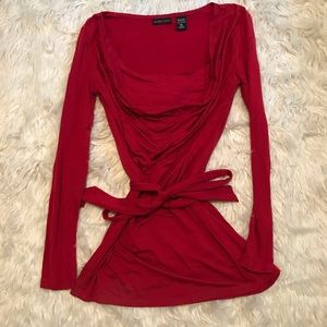 EUC Cowl neck layered tunic with belt